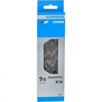 Цепь SHIMANO E6070, для 9 скоростей сзади/1 скорость спереди, 138 звеньев, для элекровелосипедов, с ампульным пином (1шт)