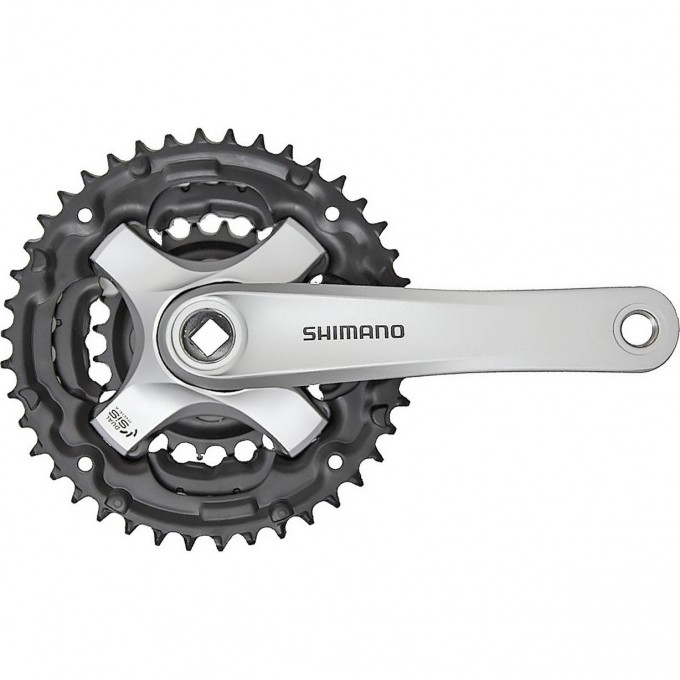 Система SHIMANO TOURNEY TY501, 175 мм, квадрат, 42/34/24, без защиты, с болтами, серебристая, без упаковки AFCTY501E244XSB Система SHIMANO TOURNEY TY501, 175 мм, квадрат, 42/34/24, без защиты, с болтами, серебристая, без упаковки AFCTY501E244XSB
