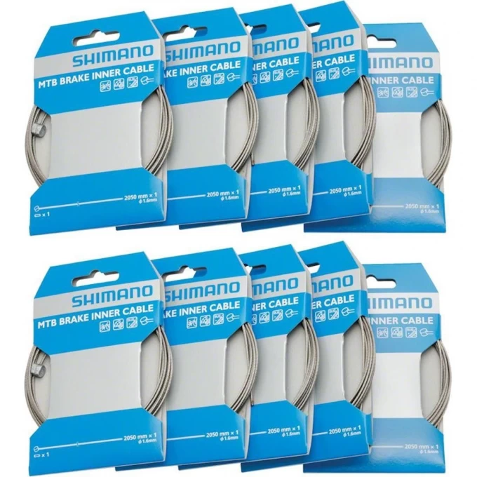 Трос тормозной SHIMANO шоссе/МТБ, 2050 мм, 10 штук, с наконечником, W-END тип, индивидуальная упаковка, Y80098410 Трос тормозной SHIMANO шоссе/МТБ, 2050 мм, 10 штук, с наконечником, W-END тип, индивидуальная упаковка, Y80098410