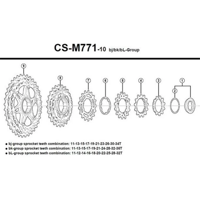 Звезда для кассеты SHIMANO XT, M771-10, 15T, BJ/BK Y1YR15000